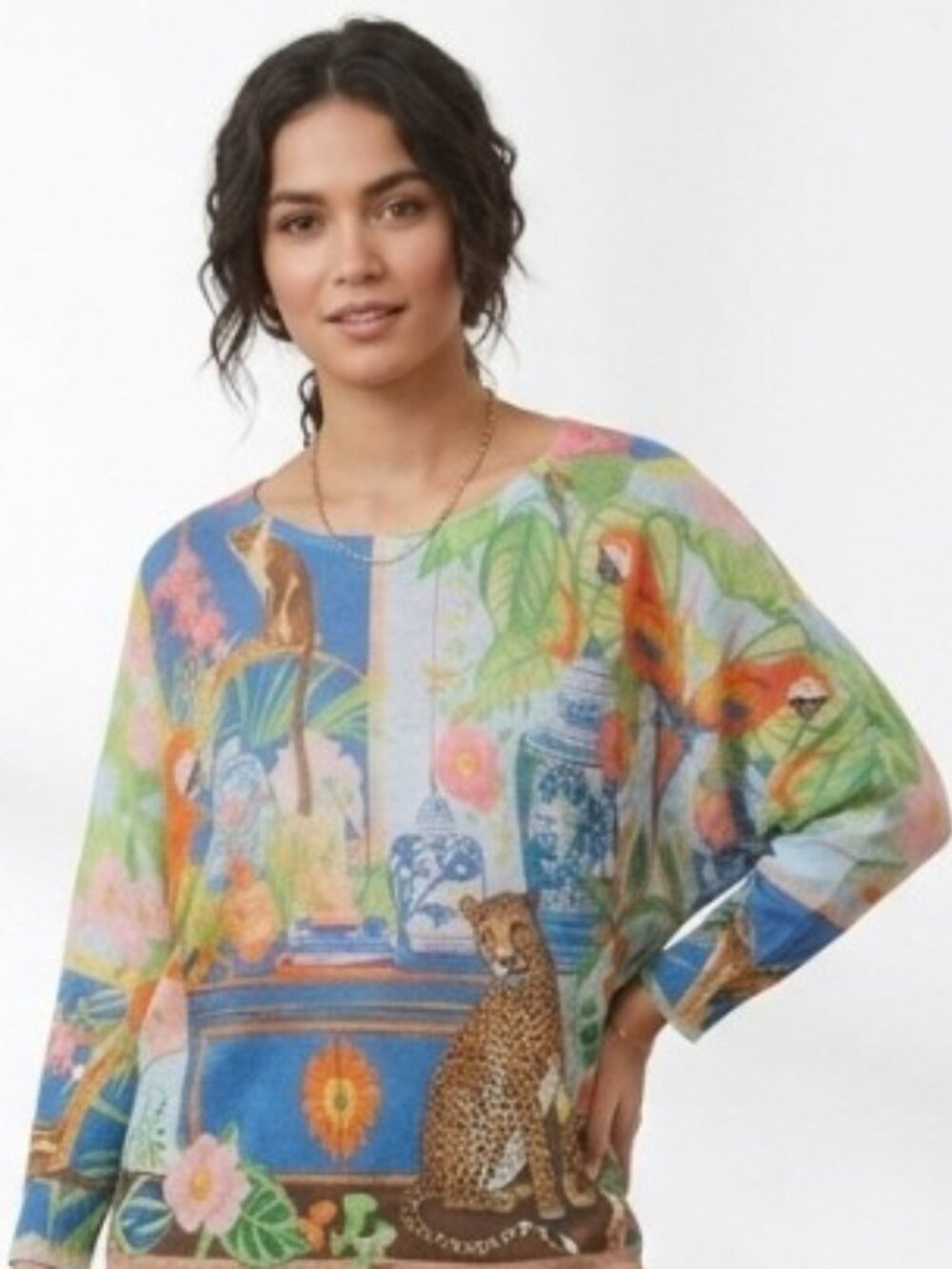 COASTAL BLOOM Exotic Jungle Lightweight Sweater - Picture 2 of 4